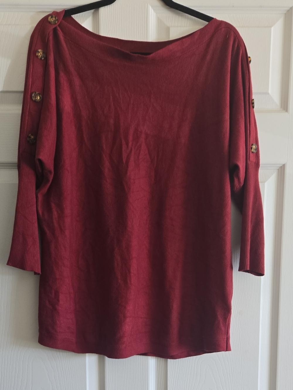 Cable & Gauge Button-Shoulder Tunic in Burgundy